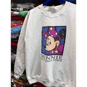 Vintage Walt Disney World Minnie Mouse Sweatshirt White 90s Mickey Inc USA S